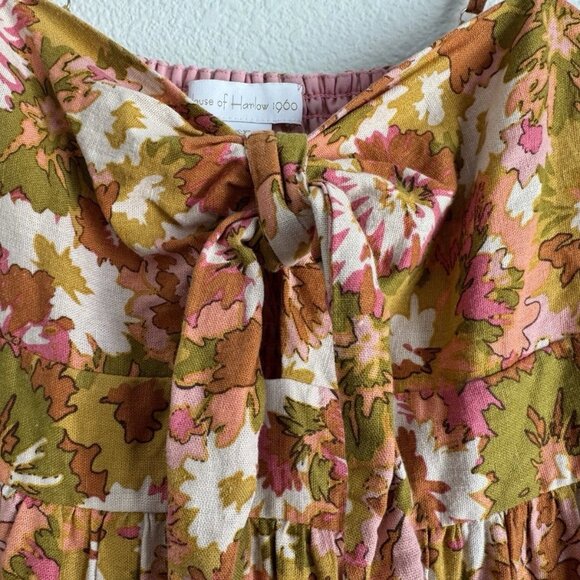 House of Harlow Tiered Maxi Dress Backless Ribbon Ruffle Bohemian - Picture 4 of 13